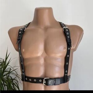 Men's Black Grommet Harness New
